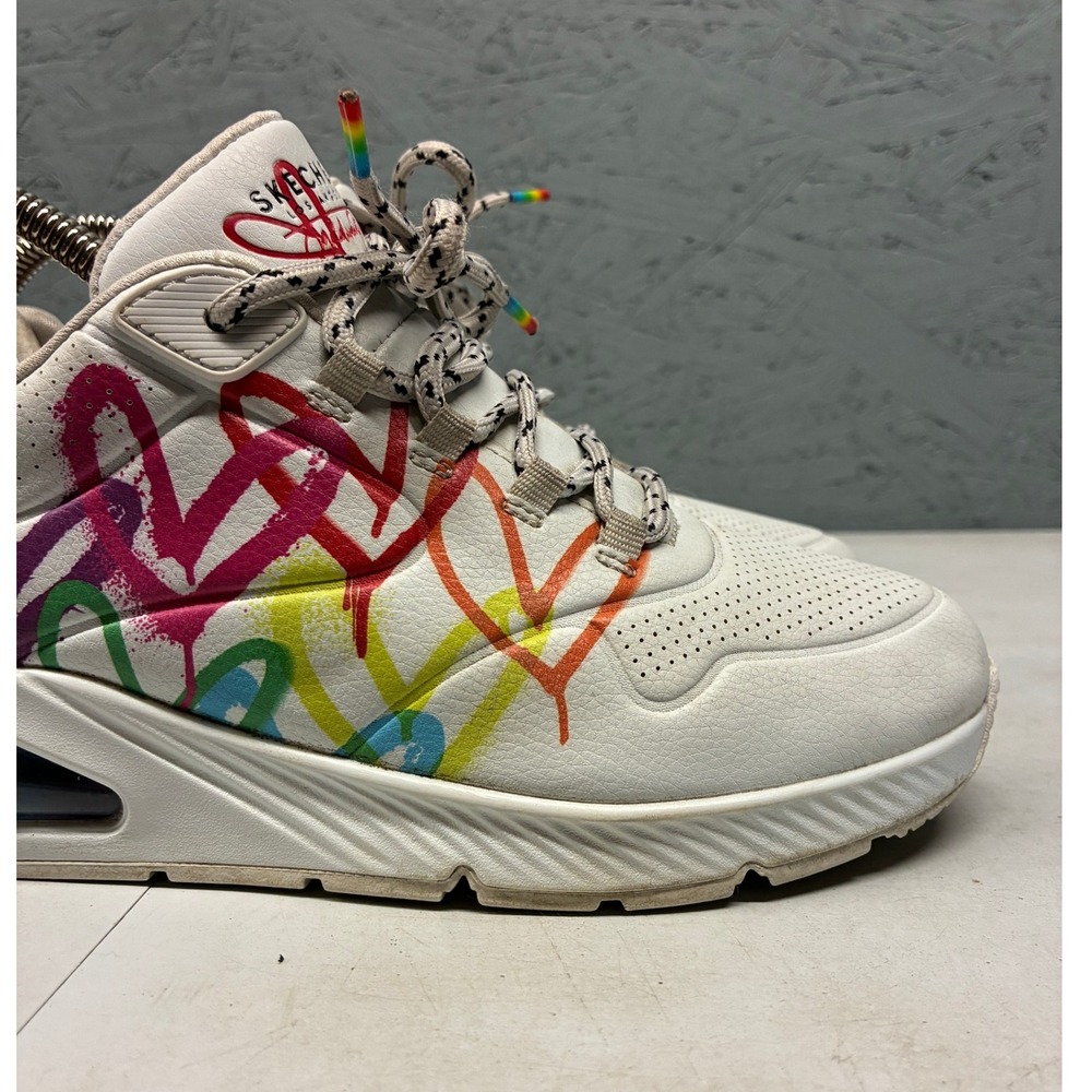 Skechers Uno Floating Love Sneakers Women's White Hearts Rainbow Casual Shoes 9 - Picture 3 of 16